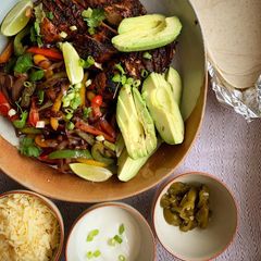 A picture of Blackened chicken fajitas.