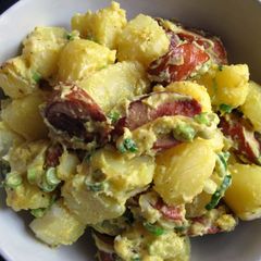 A picture of Curry Flavoured Smoked Sausage & Potato Salad.