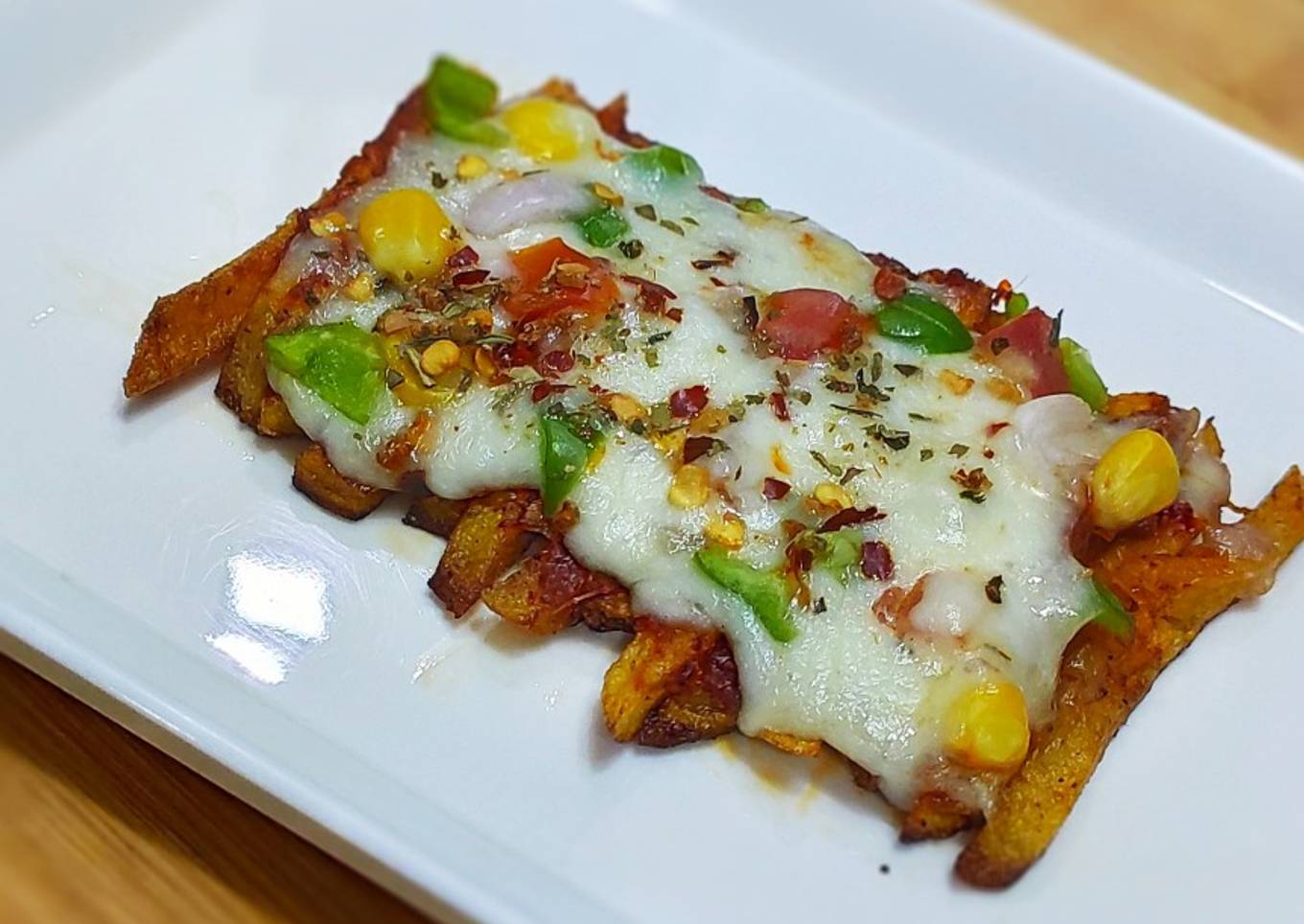 French fries pizza