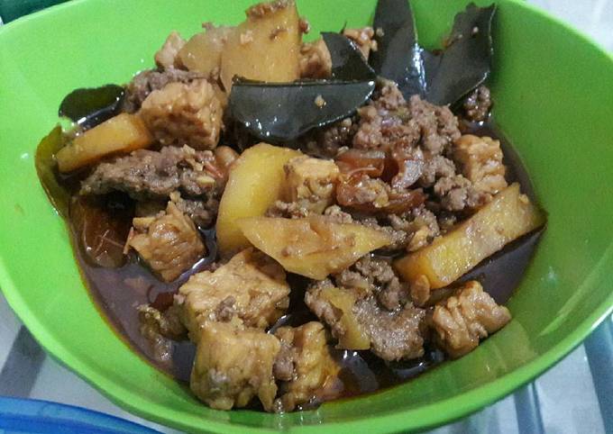 Resep Kentang Tempe Daging Cincang masak Kecap