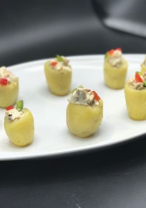 A picture of Chicken Stuffed potatoes.