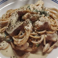 A picture of My Spinach Ricotta Chicken Mushroom Pasta.