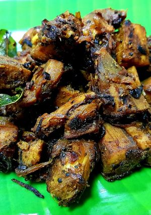 A picture of Raw Banana Stir Fry (Vazhakkai Varuval).
