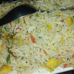 A picture of Chicken fried rice.