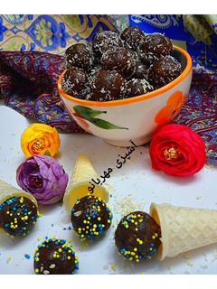 عکسی از دستور توپک خرما ارده شکلاتی