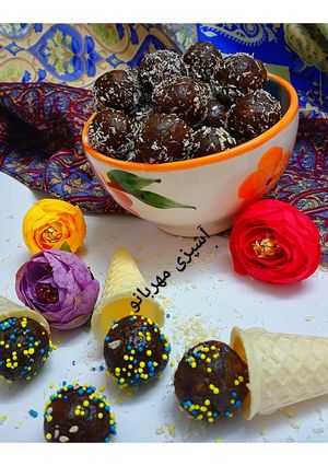 عکسی از دستور توپک خرما ارده شکلاتی