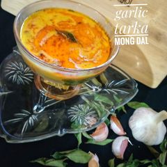 A picture of Garlic tarka Moong dal.