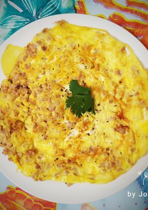 Hình của món Trứng chiên thịt bằm.