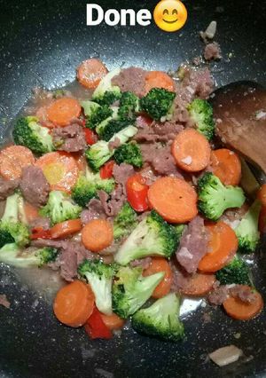 Foto resep Tumis sayur brokoli wortel daging kebab