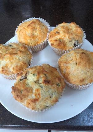 A picture of Cheese and olive muffins.