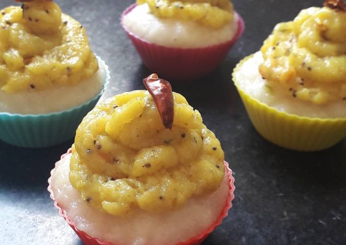 Step-by-Step Guide to Make Award-winning Rava idli cup cake with masala aloo frosting