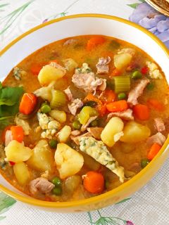 Zöldborsós, pulykaraguleves recept fotója