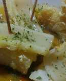 Brochetas de sepia con bacalao