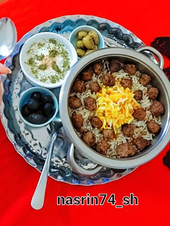 عکسی از دستور عدس پلو با گوشت قلقلی