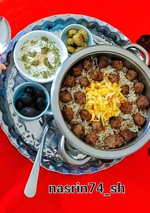 عکسی از دستور عدس پلو با گوشت قلقلی