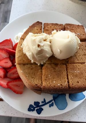 รูปของ Honey toast ด้วยหม้ออบลมร้อน (ขนมปังโฮมเมด)