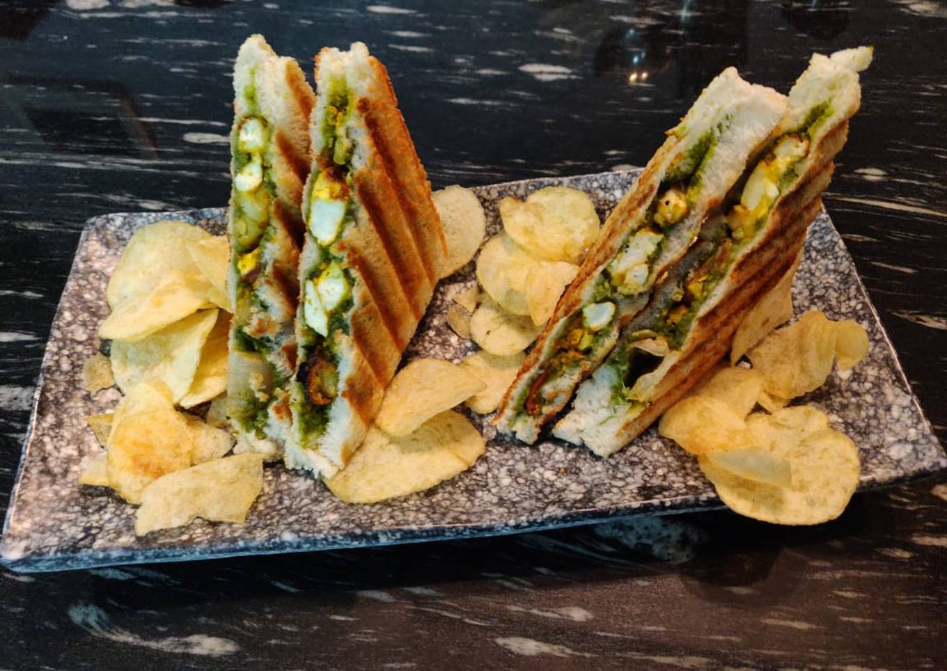 Barbeque paneer grilled sandwitch