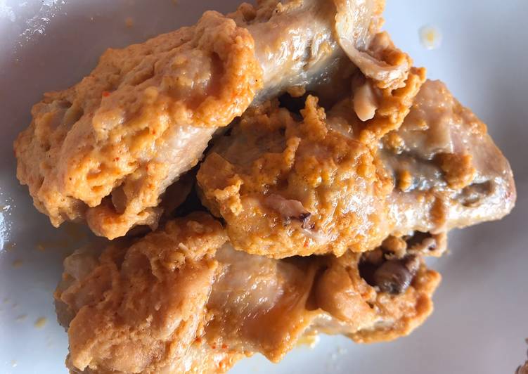 Resep Boneless Spicy salted-egg chicken wings, Sempurna