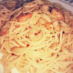 Prawn Garlic Spaghetti A picture of Prawn Garlic Spaghetti.