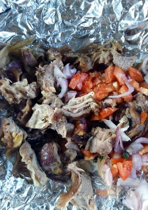 A picture of Nyama Choma with Kachumbari.