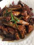 Stir pork belly with Steam eggplant