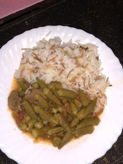 صورة لوصفة بامية و رز