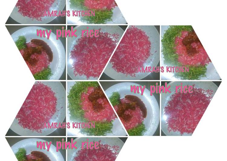 Steps to Make Super Quick Homemade Pink and white rice 2