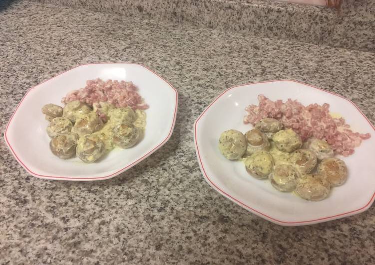 Champiñones con nata