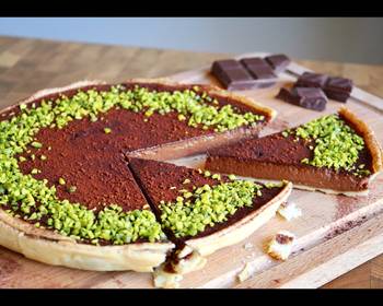 Update, Cooking Recipe Rich dark chocolate tart with pistachio crumb Delicious