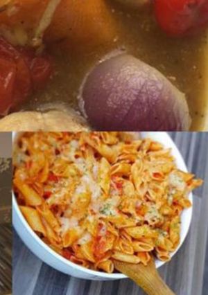 A picture of Cheesy tomato pasta.