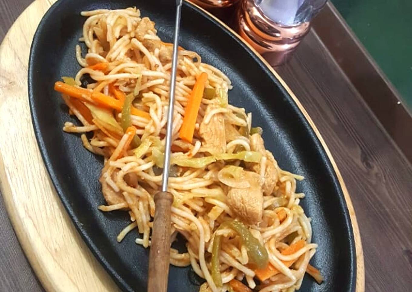 Sizzling chicken spaghetti š