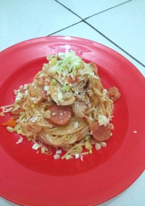 Foto resep Spicy Chicken and Sausage Spaghetti