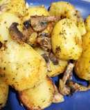 Papas fritas a la manteca con champiñones