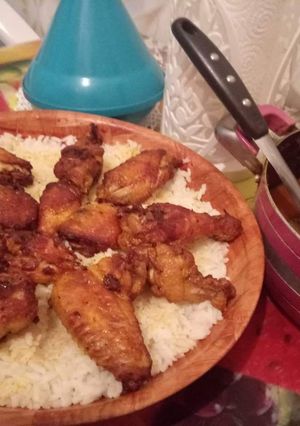 صورة لوصفة ارز بأجنحة الدجاج لأولادي