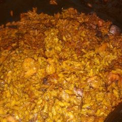 A picture of Paella (seafood rice).