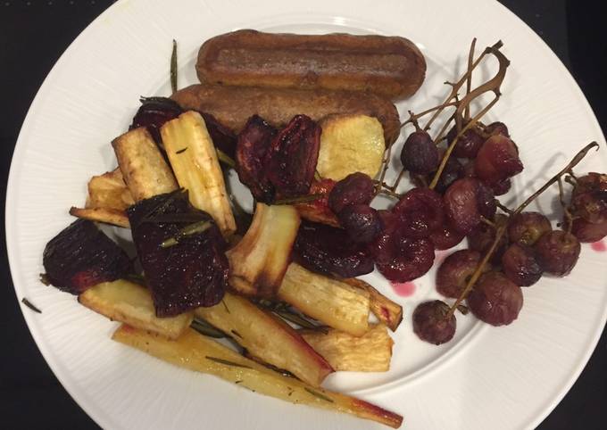 Roasted parsnips,beetroot and rosemary