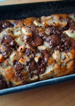 Foto di Plumcake con banane, pere e cioccolato fondente (senza glutine e uova)
