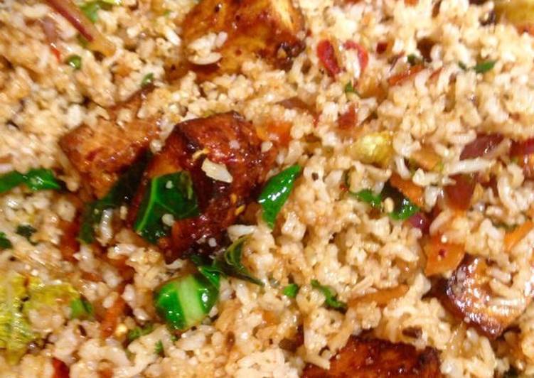 Recipe of Award-winning Fried vegetable brown basmati rice with marinated tofu