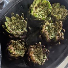 Breadcrumbs-stuffed artichokes A picture of Breadcrumbs-stuffed artichokes.