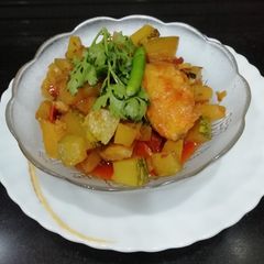 A picture of Bhandara style kaddu ki sabzi.