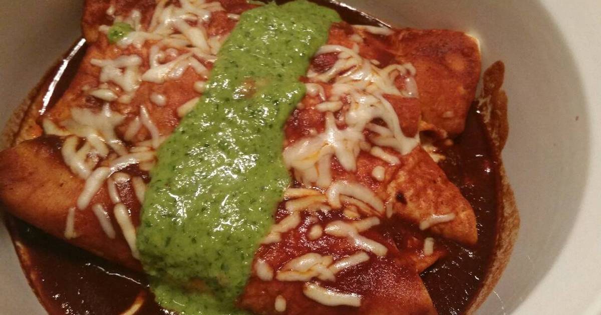 Queso Fresco Enchiladas w/ Red Sauce & Chimichurri Recipe by