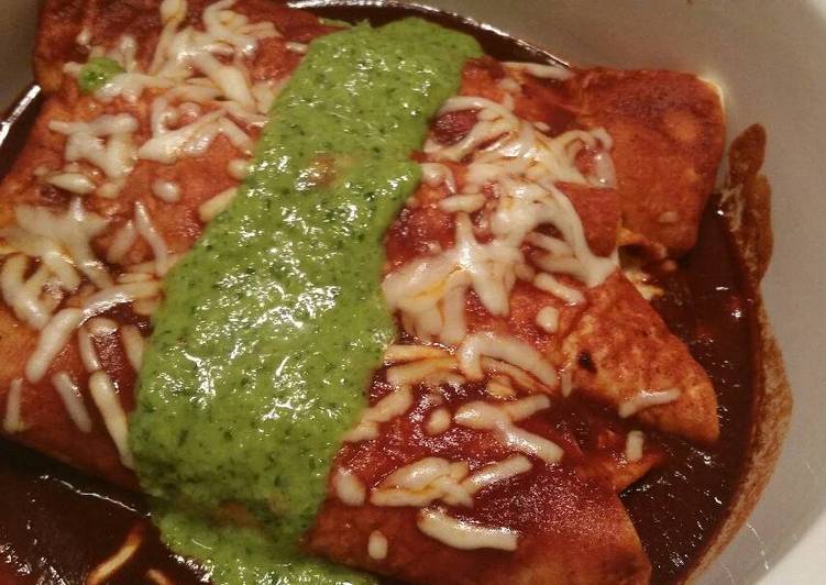 Steps to Make Super Quick Homemade Queso Fresco Enchiladas w/ Red Sauce &amp; Chimichurri