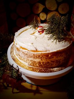 🎄Karácsonyi torta 🍎🍊🍑 (almás-narancsos krém, diós piskótával) recept fotója