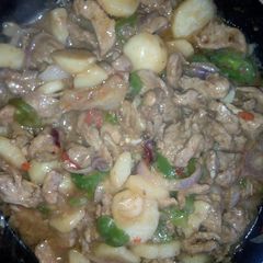 A picture of Shredded beef soup.