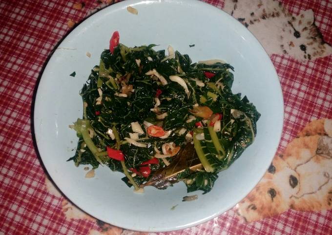 Resep Tumis daun pepaya teri no msg Anti Gagal