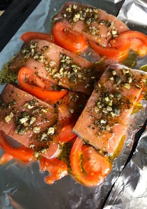 Una foto de Salmón al Horno con Alcaparras