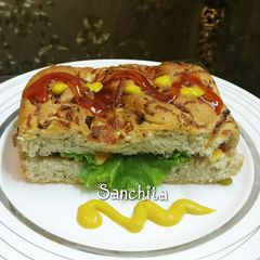A picture of Vegetable Focaccia sandwich - Subway style.