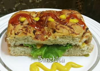 Easy Make Recipe Vegetable Focaccia sandwich  Subway style Very Delicious