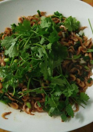 Hình của món Tép xào mỡ hành.