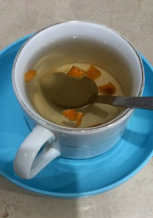 A picture of Dry orange peels drink 🍷.